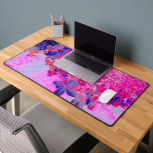 Elegante Fuchsia und dunkelblaue Limelight Hydrang Schreibtischunterlage