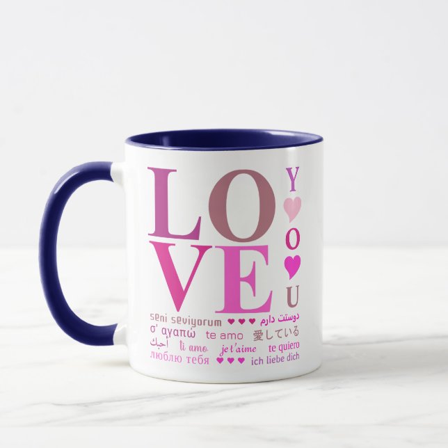Elegante Fun LIEBE SIE in den romantischen Sprache Tasse (Links)