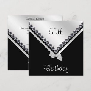 Elegante Funkelnd Diamanten & Silberbogen 55. Einladung