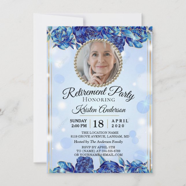 Elegante Funkelnd Gold-Rentirement-Party Einladung (Vorderseite)