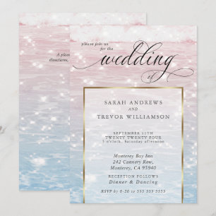 Elegante funkelnde Ozean-Strand-Hochzeitseinladung Einladung