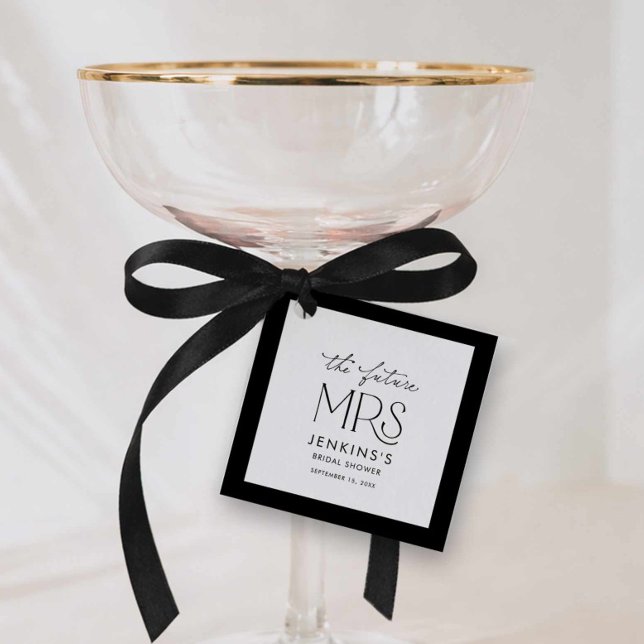 Elegante Future Mrs Brautparty Geschenkanhänger (Modern Future Mrs Bridal Shower Square Tags)