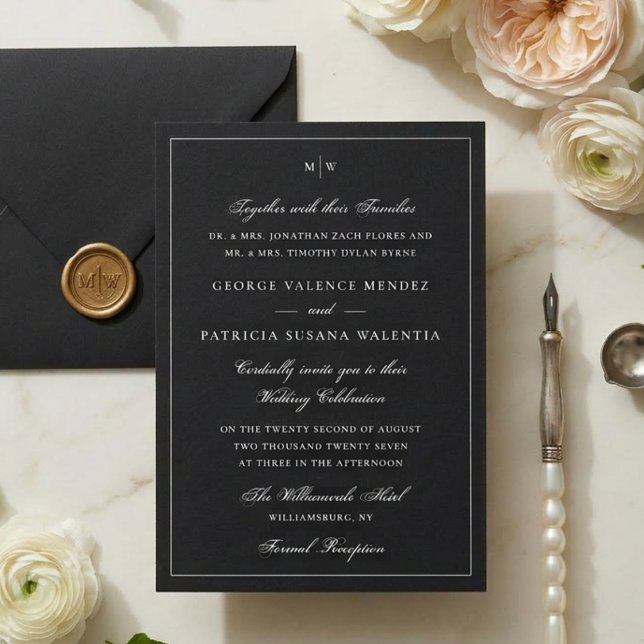 Elegante Galawedding mit Monogramm Einladung (Von Creator hochgeladen)