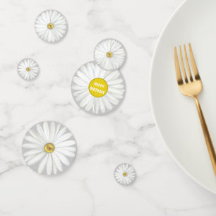 Elegante Gänseblümchen auf hellgrauem Silber Konfetti