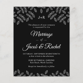 Elegante Garden Blätter Black Wedding Einladung
