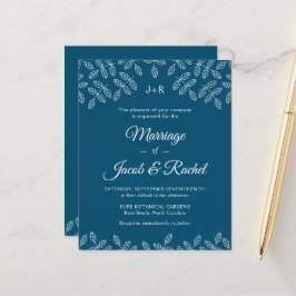 Elegante Garden Blätter Blue Wedding Einladung