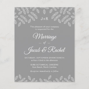 Elegante Garden Blätter Gray Wedding Einladung