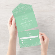 Elegante Garden Blätter Mint Green Wedding