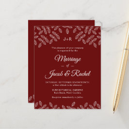 Elegante Garden Blätter Rote Hochzeit Einladung