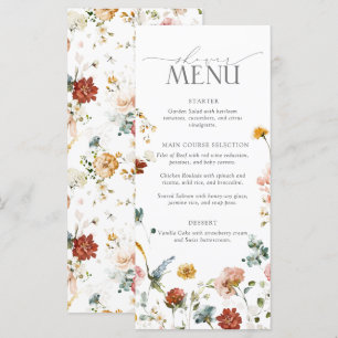 Elegante Garden Blume Brautparty Menükarte
