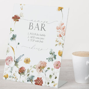 Elegante Garden Blume Brautparty Mimosa Bar Sockelschild