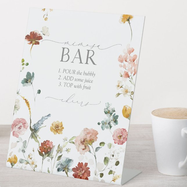 Elegante Garden Blume Brautparty Mimosa Bar Sockelschild (Von Creator hochgeladen)