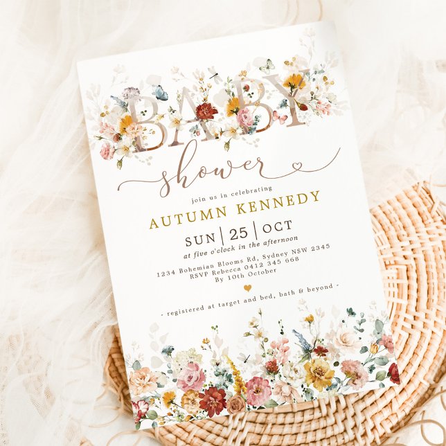 Elegante Garden Blume Geschlechtsneutrale Babydusc Einladung (Von Creator hochgeladen)