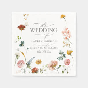 Elegante Garden Blume Wasserfarben Hochzeit der Bl Serviette