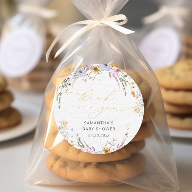 Elegante Garden Floral Baby Shower Vielen Dank Runder Aufkleber (Von Creator hochgeladen)