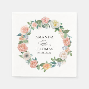 Elegante Garden Rose Blumenkraut Hochzeit Serviette