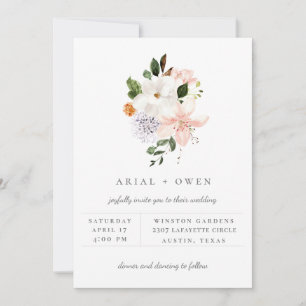 Elegante Garten-Blumenstrauß-Hochzeitseinladung Ankündigung