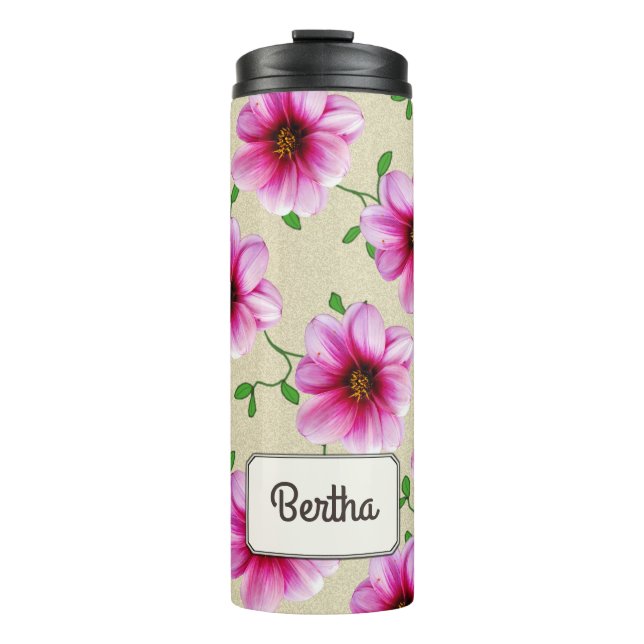 Elegante Garten-Rosa-Blume botanisch irgendein Thermosbecher (Vorderseite)