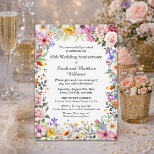 Elegante Gartenblumen 65. Hochzeitstag Einladung