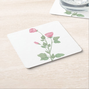 Elegante Gartenblumen Rosa Floral Hochzeitsfeier Rechteckiger Pappuntersetzer