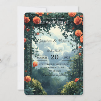 Elegante Gartenlandschaft Hintergrund mit Blumen Einladung
