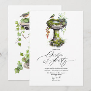 Elegante Gartenparty mit Aquarell-Vögeln zu jedem  Einladung