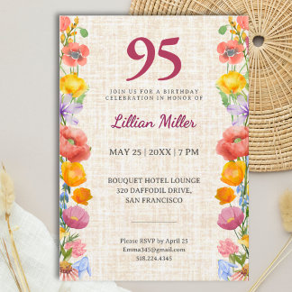 Elegante Gartenparty zum 95. Geburtstag Einladung
