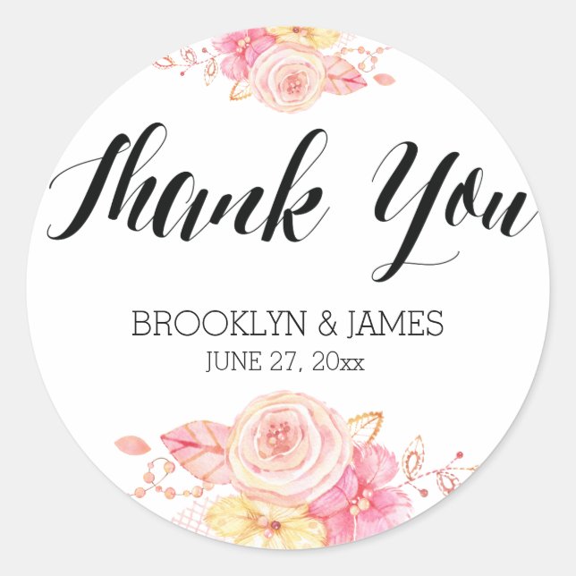 Elegante Gastgeschenk Hochzeit Stickers Round Pear (Vorderseite)