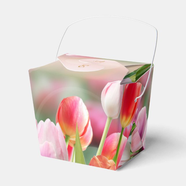 Elegante Gastgeschenk Hochzeit Tulip Florals Geschenkschachtel (Vorderseite)