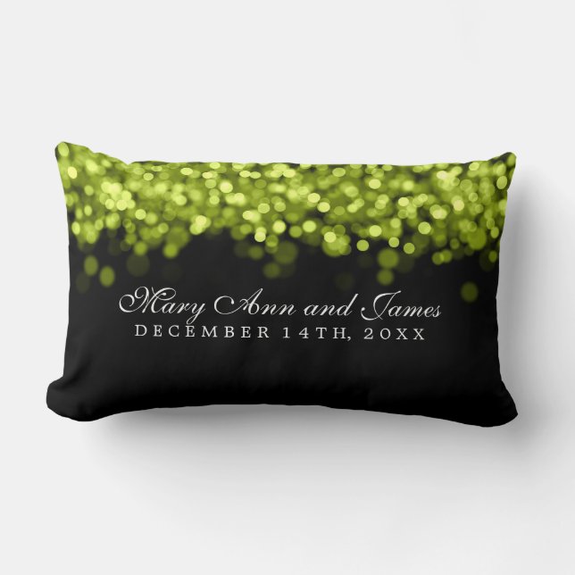 Elegante Gastgeschenk Hochzeits-grüne Lichter Lendenkissen (Vorderseite)