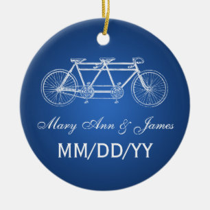 Elegante Gastgeschenk Hochzeits-Tandemfahrrad-Blau Keramikornament