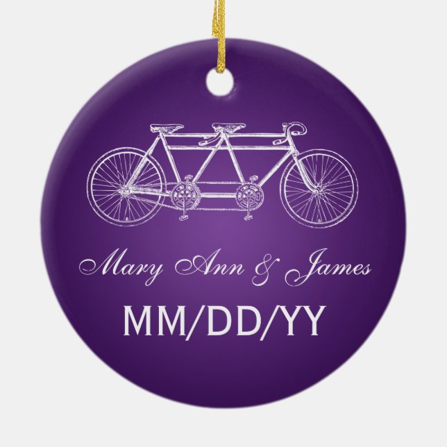 Elegante Gastgeschenk Hochzeits-Tandemfahrrad lila Keramikornament (Hinten)