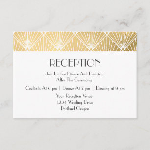 Elegante Gatsby Art Deco Gold Hochzeitsempfang Begleitkarte
