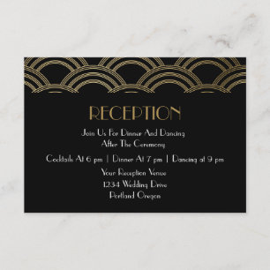 Elegante Gatsby Art Deco Gold Hochzeitsfeier Begleitkarte