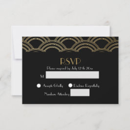 Elegante Gatsby Art Deco Gold Wedding RSVP Karte