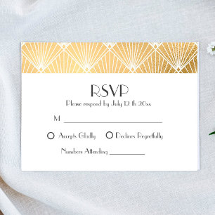 Elegante Gatsby Art Deco Goldene Hochzeit RSVP Karte
