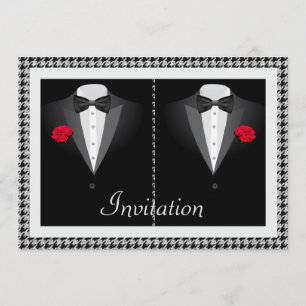 Elegante Gay Hochzeit Einladung mit zwei Tuxedos