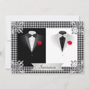 Elegante Gay Hochzeit Einladung mit zwei Tuxedos