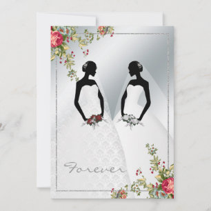 Elegante Gay Silver Damask Hochzeit Einladung