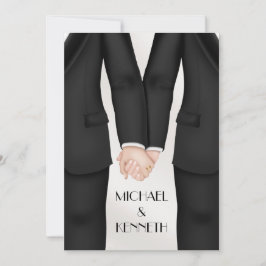 Elegante Gay Wedding Groom Holding Hand Einladung