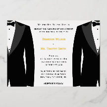 Elegante Gay Wedding Invitations Gold Foil Card