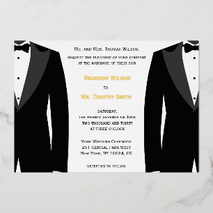 Elegante Gay Wedding Invitations Gold Foil Card Folieneinladung