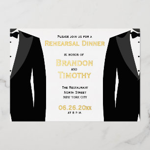 Elegante Gay Wedding Probe Real Gold Foil Card Folieneinladung