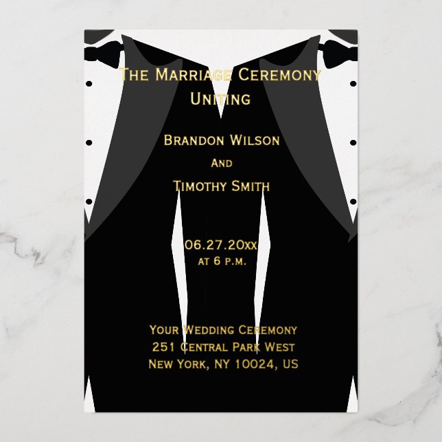 Elegante Gay Wedding Programs Real Gold Foil Folieneinladung (Vorderseite)