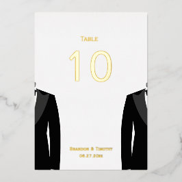 Elegante Gay Wedding Real Gold Foil Tischnummern