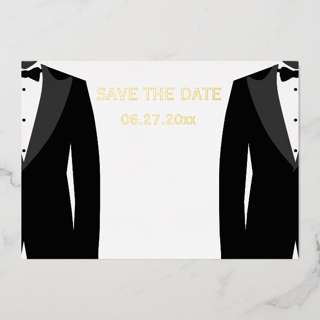 Elegante Gay Wedding rettet das Datum des wahren G Folieneinladung (Vorderseite)