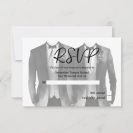 Elegante Gay Wedding Two Grooms in Anzügen RSVP Ca