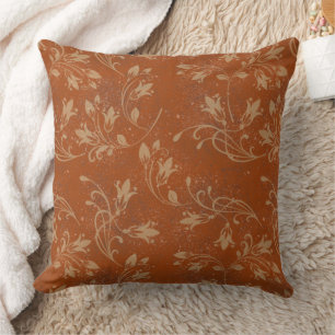 Elegante Geblüht Blätter Burnt Orange Grunge Kissen