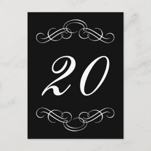 Elegante Geblüht Tischnummern (schwarz / weiß)