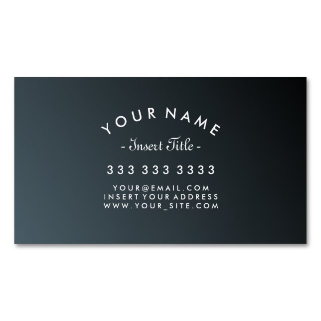 Elegante gebogene Text-Kadett-Schwarz-Steigung Magnetische Visitenkarte (Vorderseite)